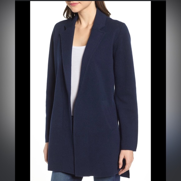 J. Crew Sophie Wrap Sweater Blazer in Navy Blue Merino Wool Blend XXS - Picture 1 of 14
